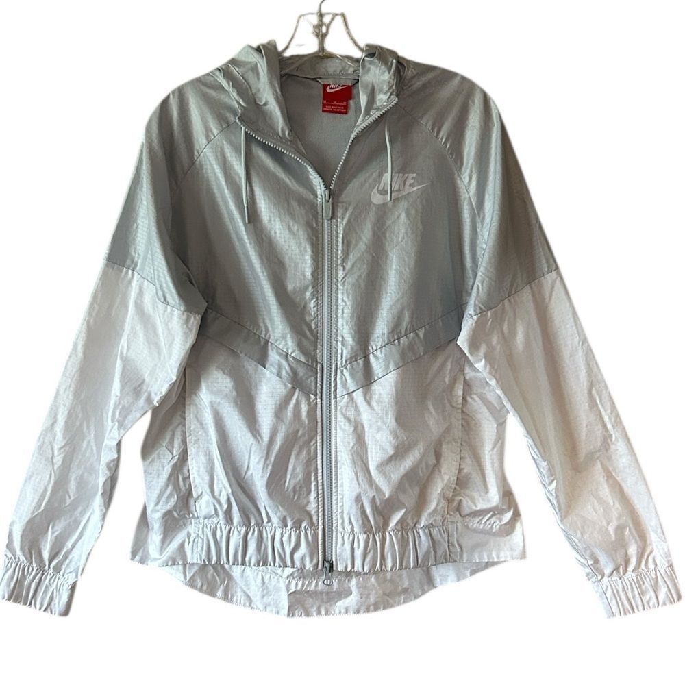 Nike White And Light Grey Full Zip Running Jacket